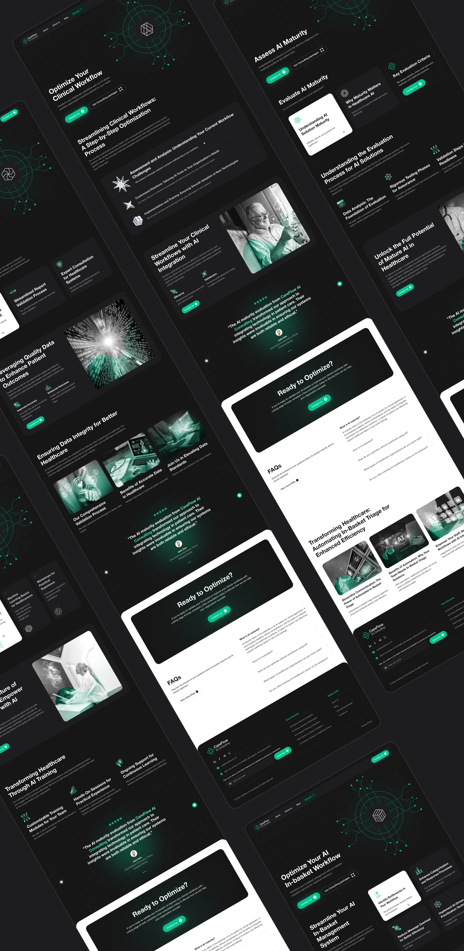 CareFlow AI service pages and healthcare technology content